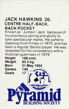1980 Pyramid Geelong Cats #26 Jack Hawkins Back